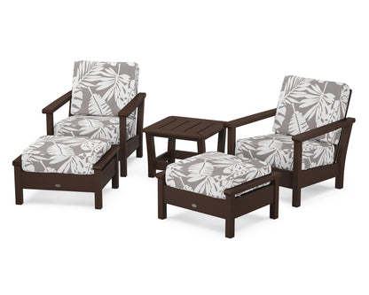 POLYWOOD® Harbour 5-Piece Deep Seating Chair Set in Mahogany / Leaf Grey Mist
