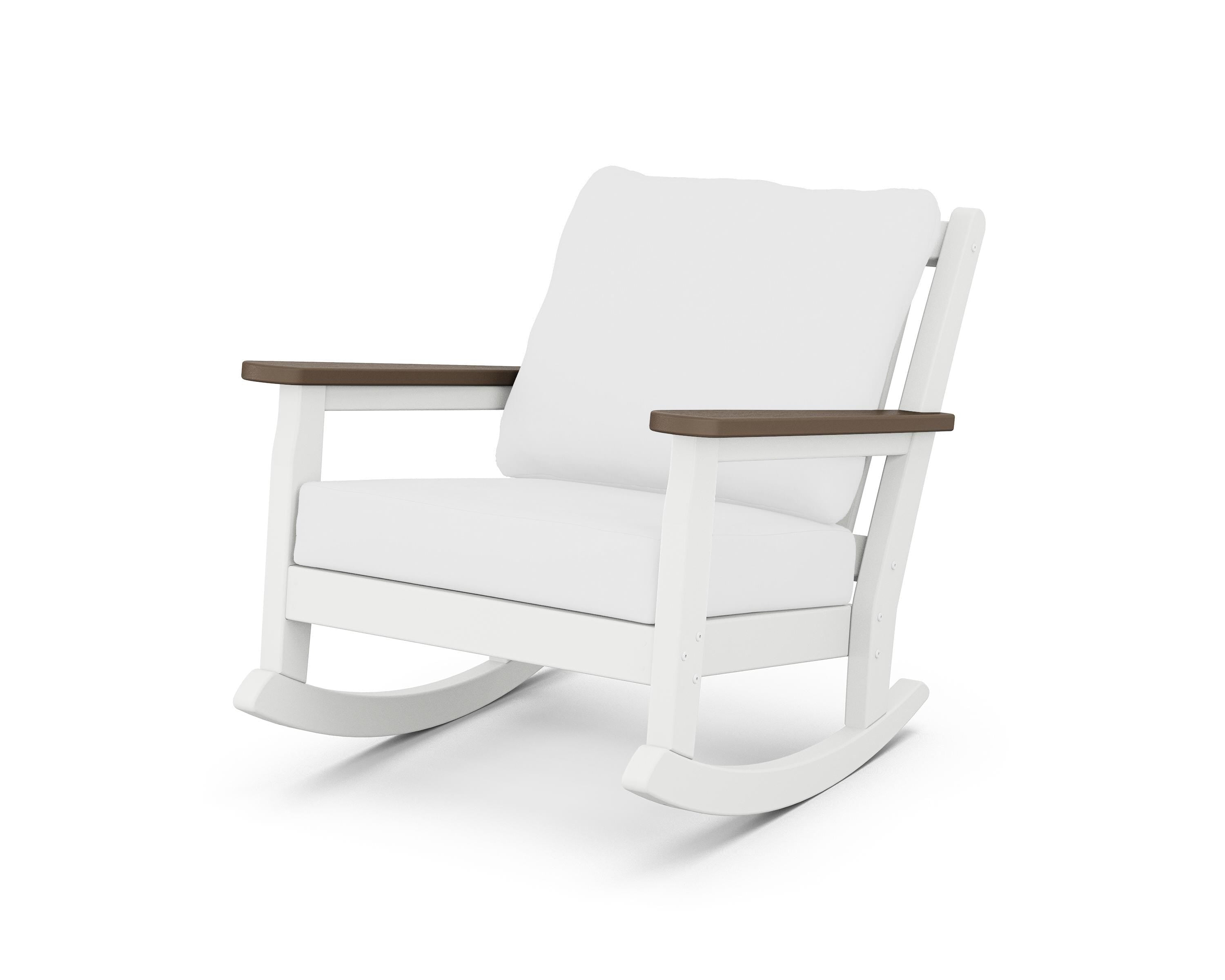 POLYWOOD® Chippendale Deep Seating Rocking Chair in White / Kona / Natural