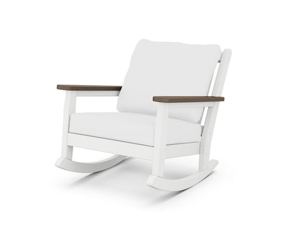 POLYWOOD® Chippendale Deep Seating Rocking Chair in White / Kona / Natural
