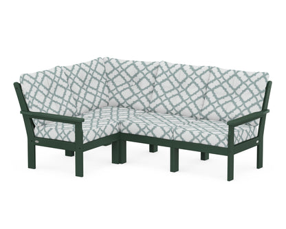 POLYWOOD® Vineyard 4-Piece Sectional in Green / Trellis Glacier Spa