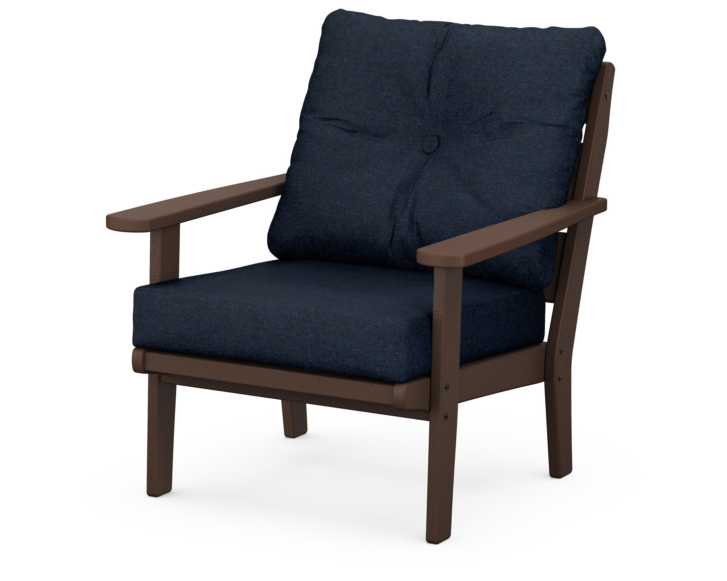 POLYWOOD® Lakeside Deep Seating Chair in Mahogany / Marine Indigo