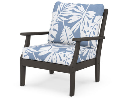 POLYWOOD® Braxton Deep Seating Chair in Vintage Coffee / Leaf Sky Blue