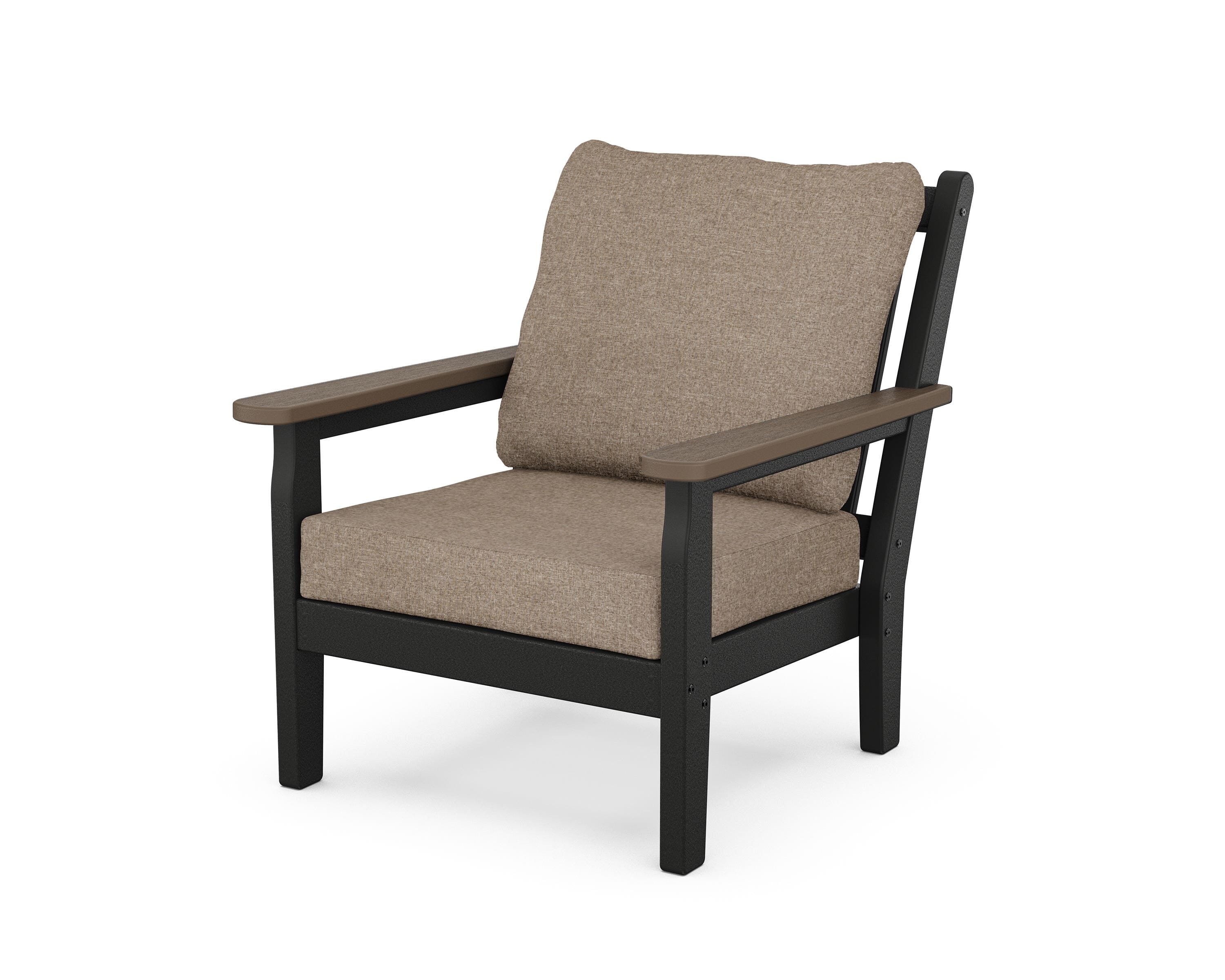 POLYWOOD® Chippendale Deep Seating Chair in Black / Kona / Spiced Burlap