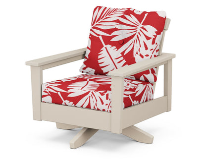 POLYWOOD® Prescott Deep Seating Swivel Chair in Sand / Leaf Crimson