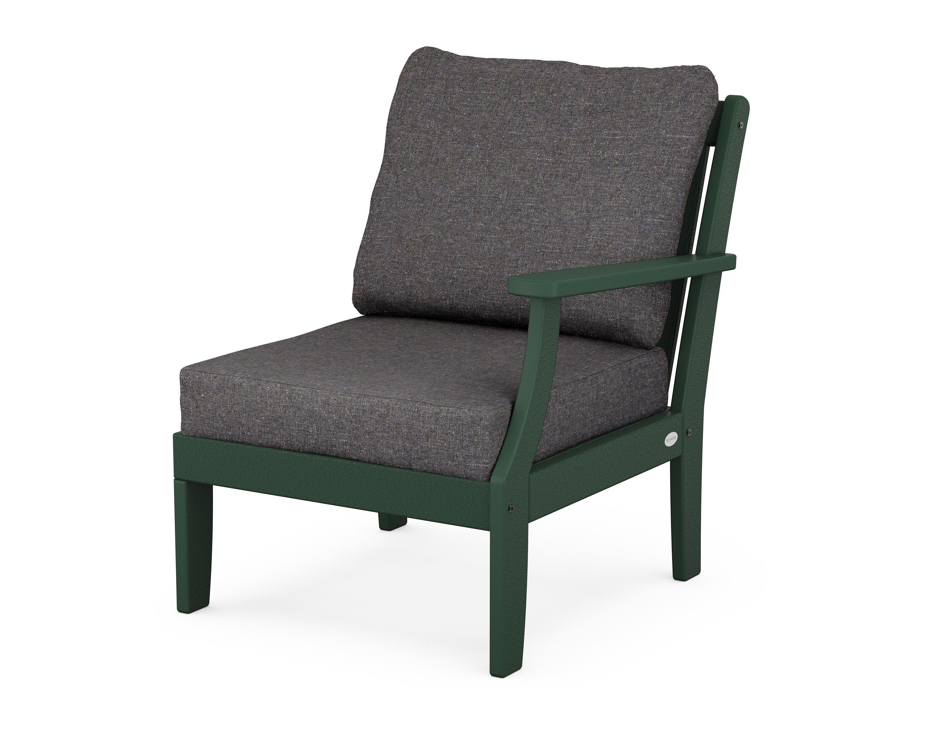 POLYWOOD® Braxton Modular Right Arm Chair in Green / Ash Charcoal