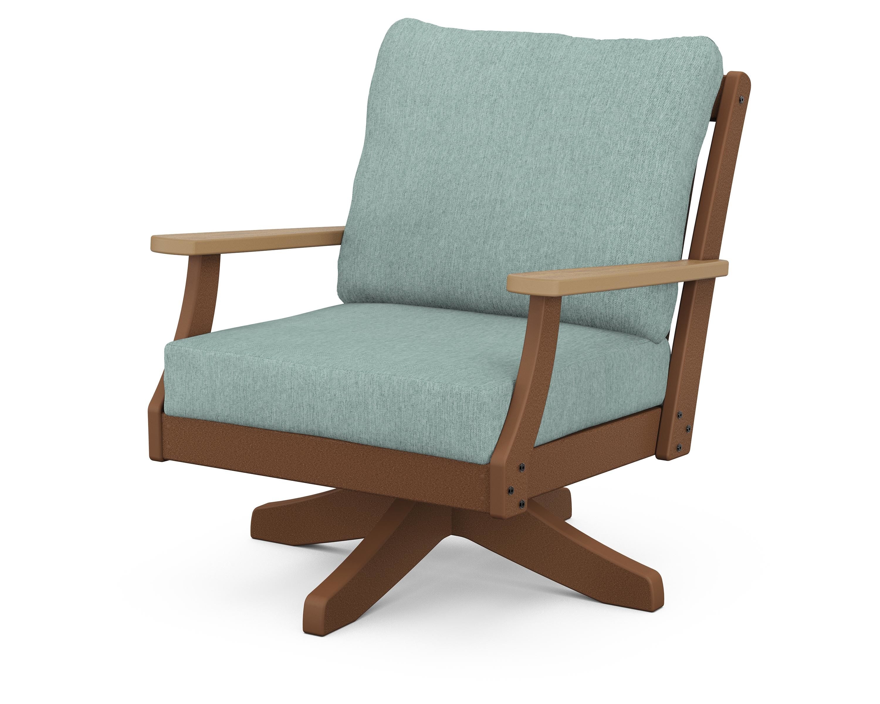 POLYWOOD® Braxton Deep Seating Swivel Chair in Teak / Natural / Glacier Spa