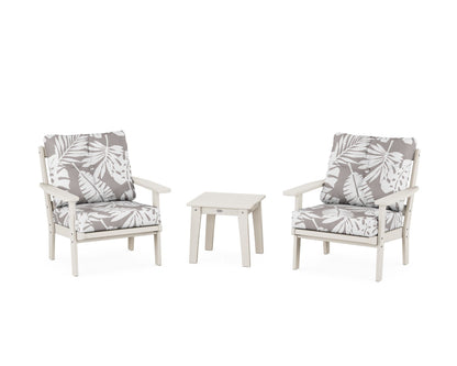POLYWOOD® Oxford 3-Piece Deep Seating Set in Sand / Leaf Grey Mist