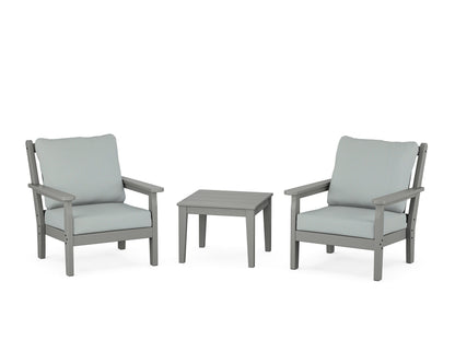 POLYWOOD® Chippendale 3-Piece Deep Seating Set in Slate Grey / Spa