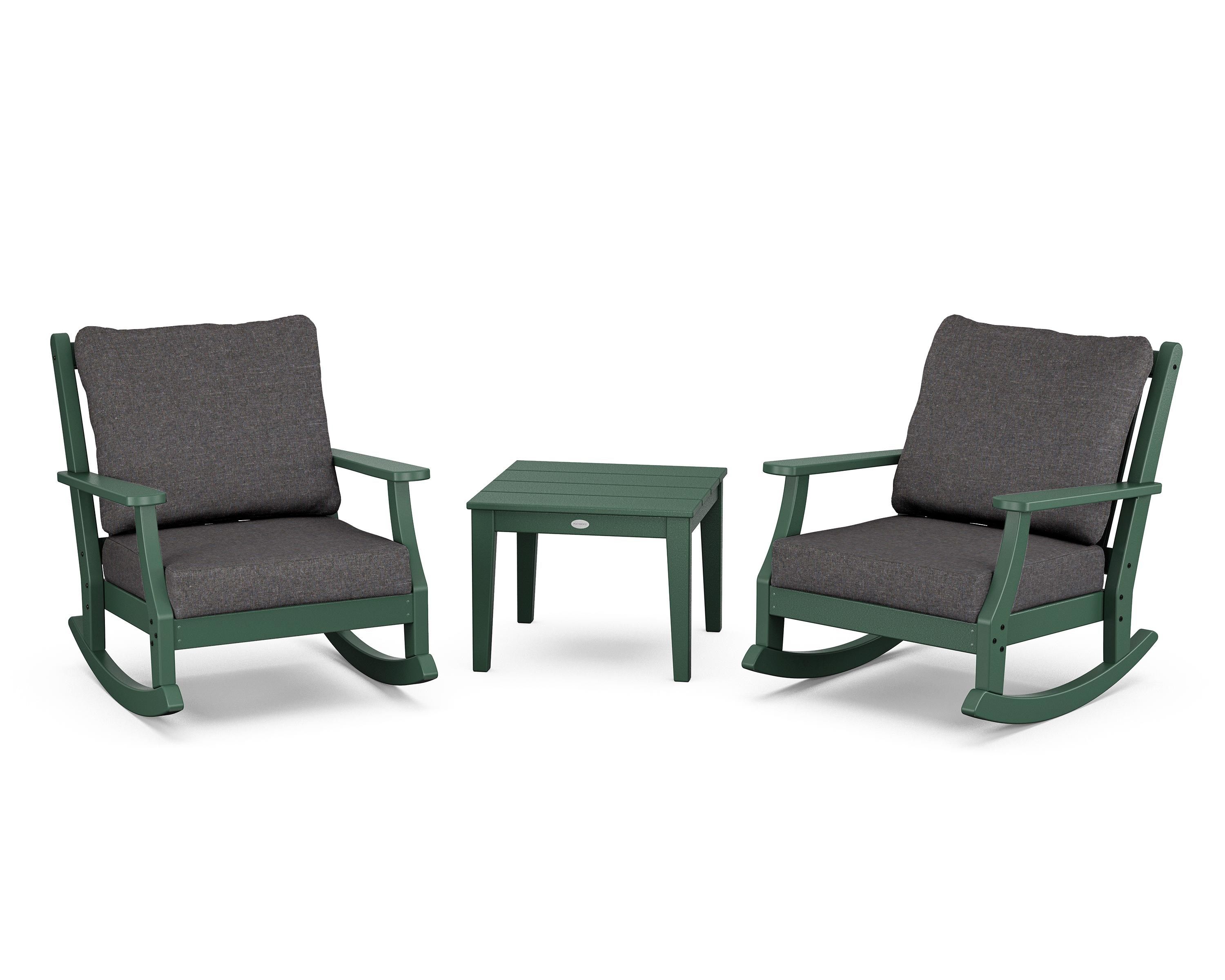 Country Living Wovendale 3-Piece Deep Seating Rocker Set in Green / Ash Charcoal