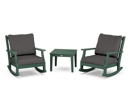 Country Living Wovendale 3-Piece Deep Seating Rocker Set in Green / Ash Charcoal
