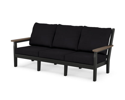 POLYWOOD® Chippendale Deep Seating Sofa in Black / Kona / Midnight Linen