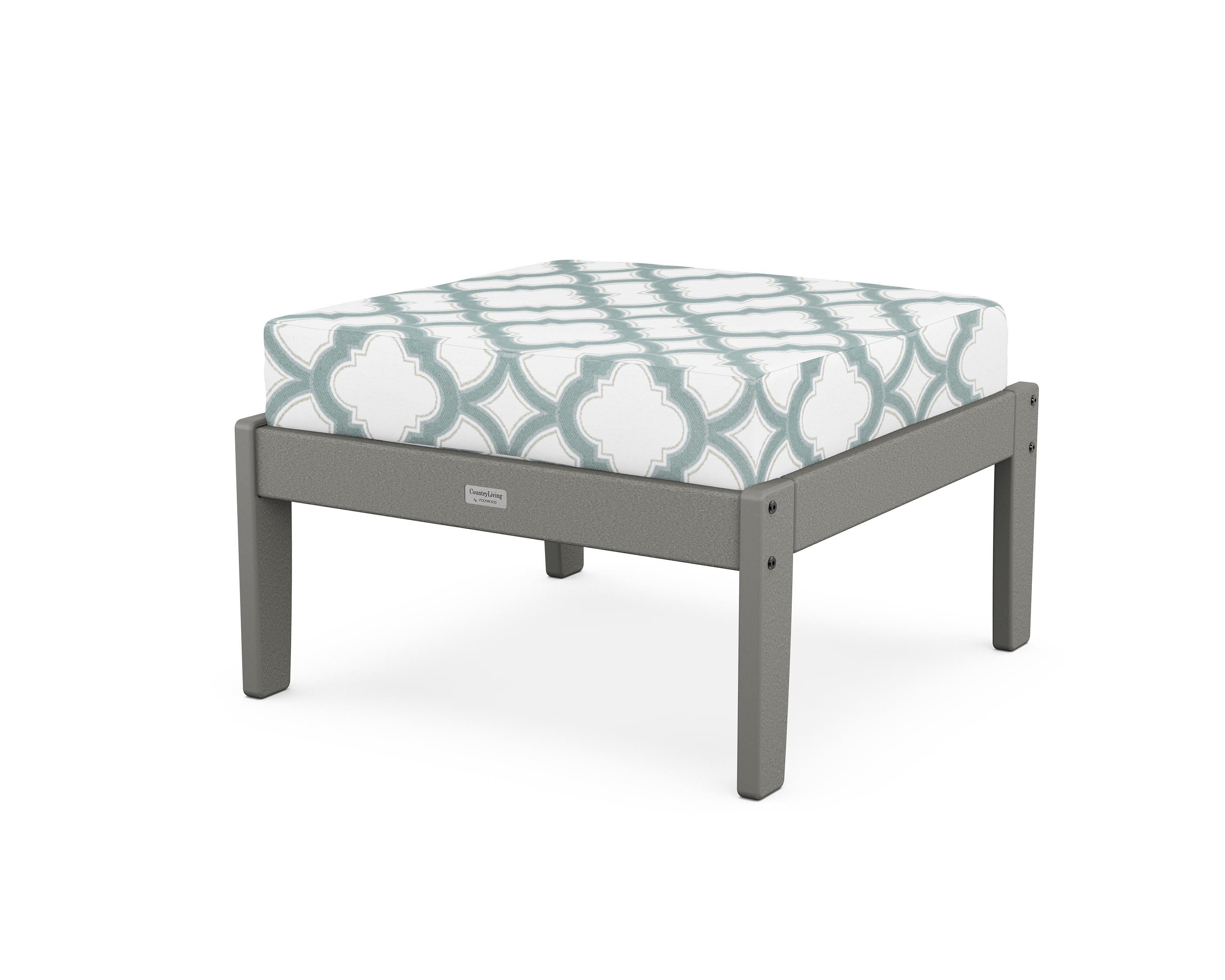 Country Living Cottage Deep Seating Ottoman in Slate Grey / Trellis Glacier Spa