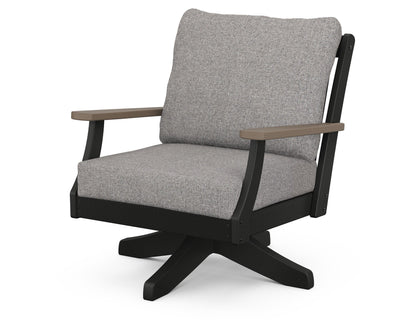 POLYWOOD® Braxton Deep Seating Swivel Chair in Black / Kona / Grey Mist