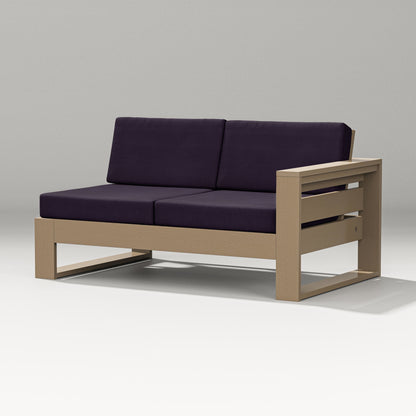 PW Designer Series Latitude Modular Right Arm Loveseat in Vintage Sahara / Navy Linen