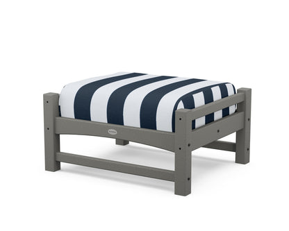 POLYWOOD® Club Ottoman in Slate Grey / Cabana Stripe Marine Indigo