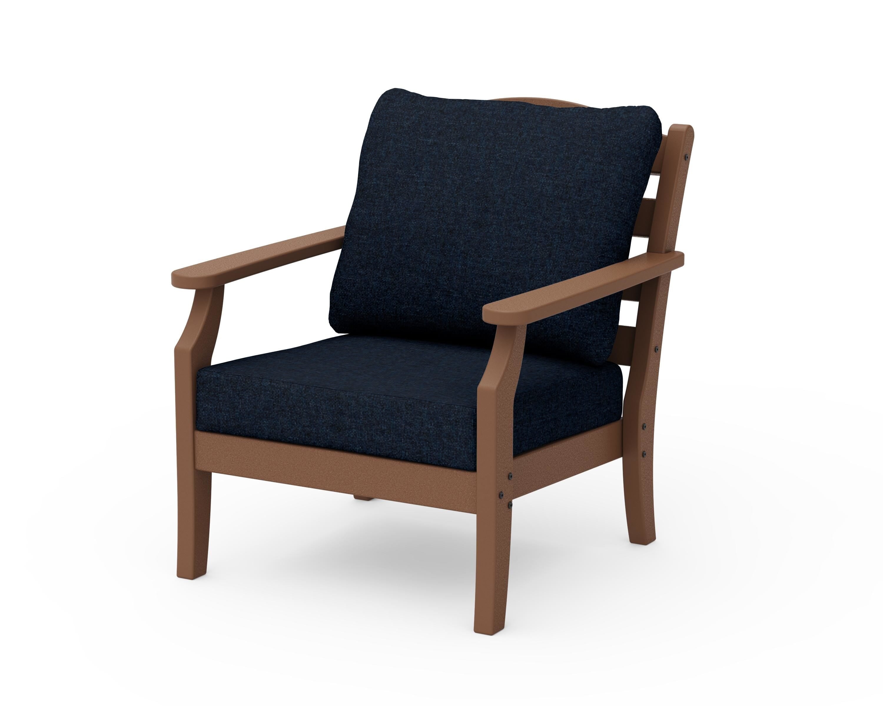 Draper James™ by  POLYWOOD® Savannah Deep Seating Chair in Teak / Marine Indigo