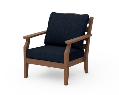 Draper James™ by  POLYWOOD® Savannah Deep Seating Chair in Teak / Marine Indigo