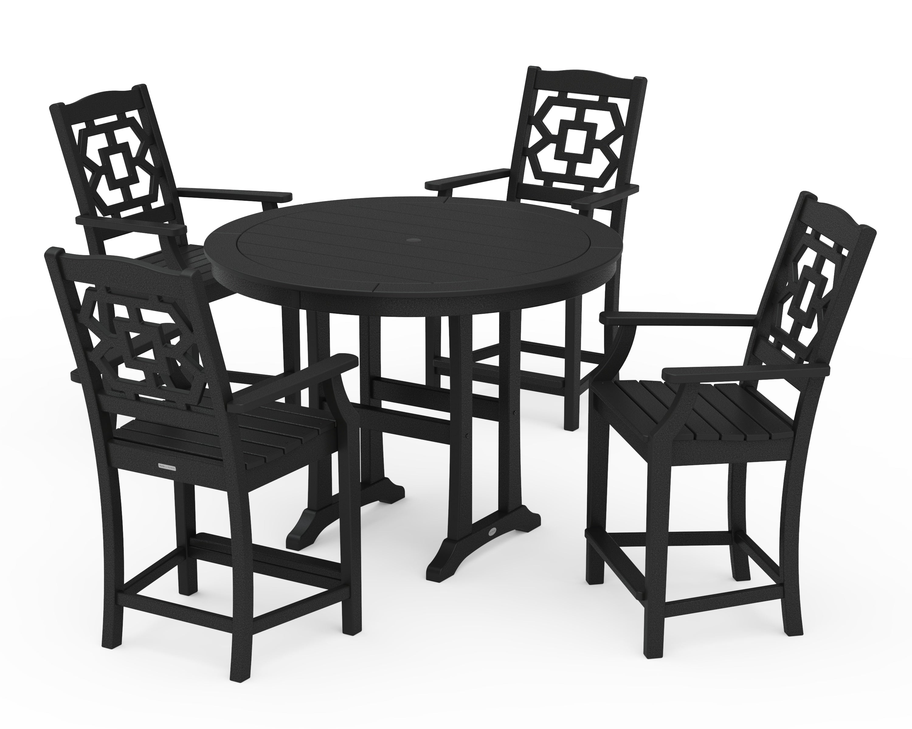 Martha Stewart by POLYWOOD® Chinoiserie 5-Piece Round Counter Set in Black