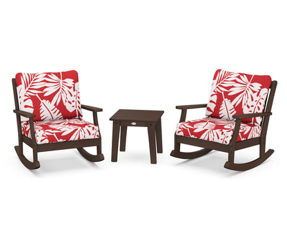 POLYWOOD® Braxton 3-Piece Deep Seating Rocker Set in Mahogany / Leaf Crimson
