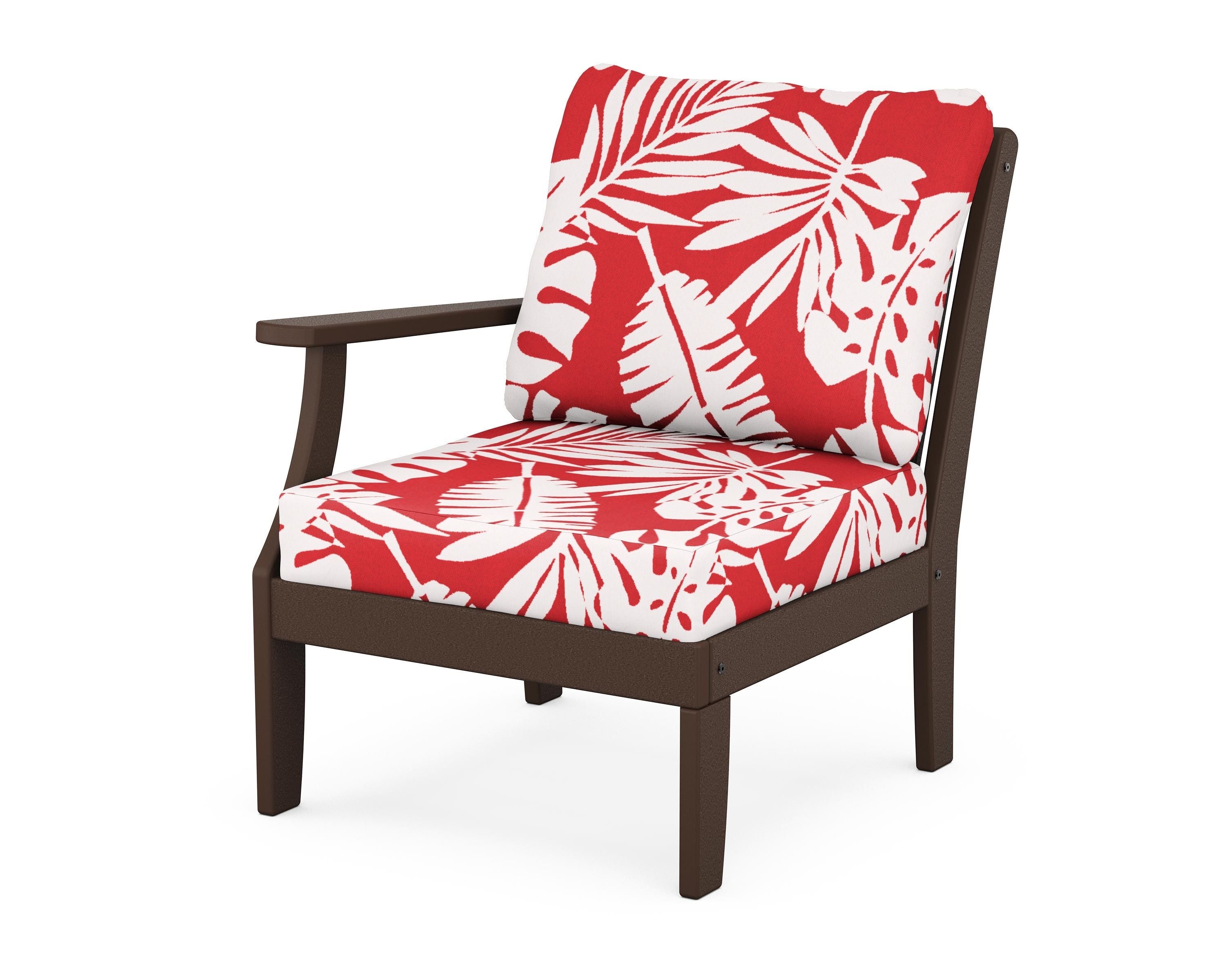 POLYWOOD® Braxton Modular Left Arm Chair in Mahogany / Leaf Crimson