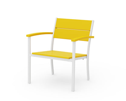 POLYWOOD® Main Street Stacking Lounge Arm Chair in White / Lemon