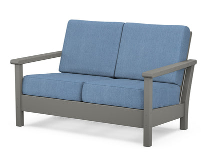 POLYWOOD® Harbour Deep Seating Loveseat in Slate Grey / Sky Blue