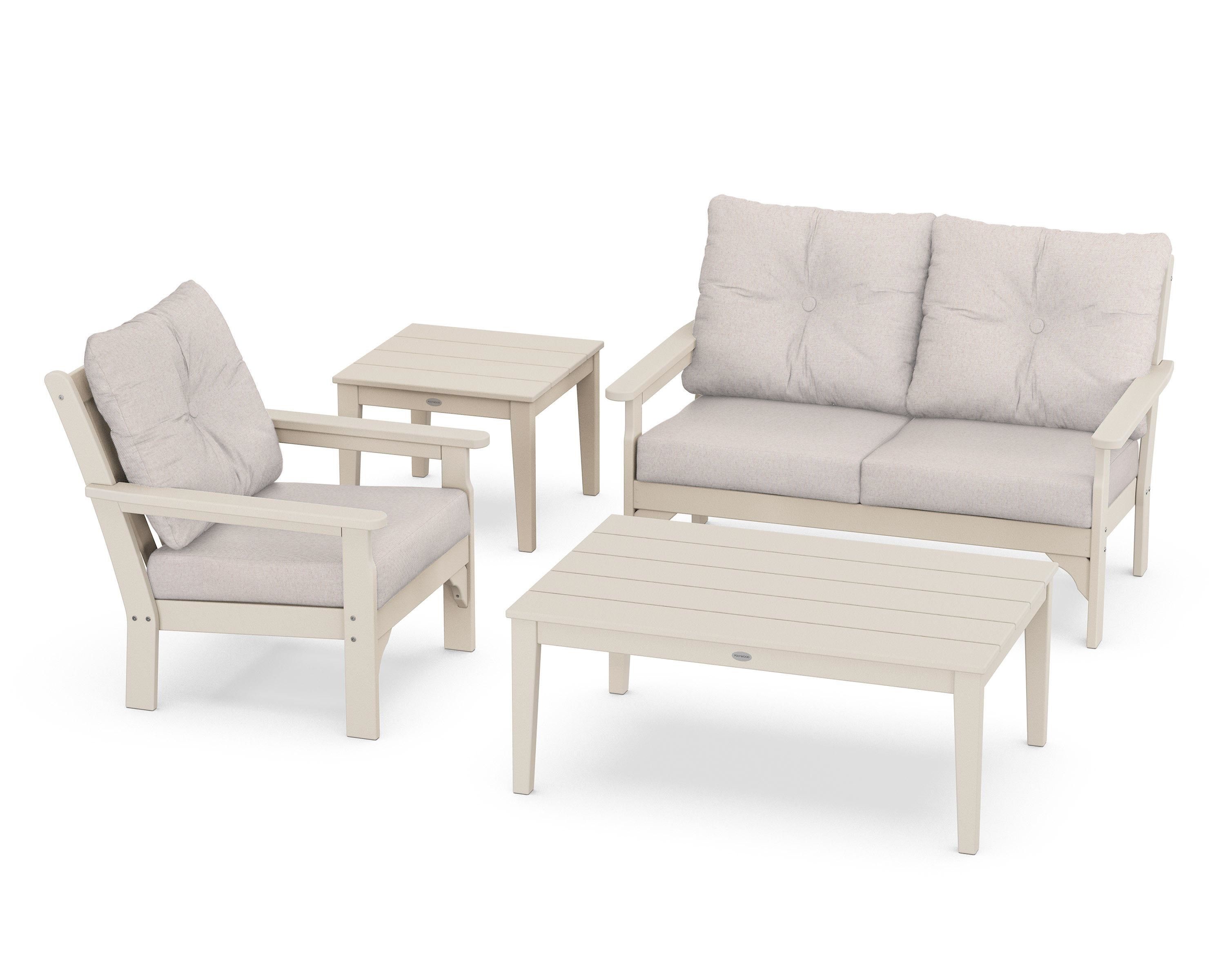 POLYWOOD® Vineyard 4-Piece Deep Seating Set in Sand / Dune Burlap