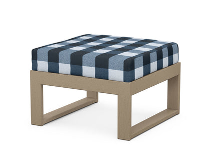 Unbranded Modular Ottoman - Modern in Vintage Sahara / Buffalo Plaid Marine Indigo