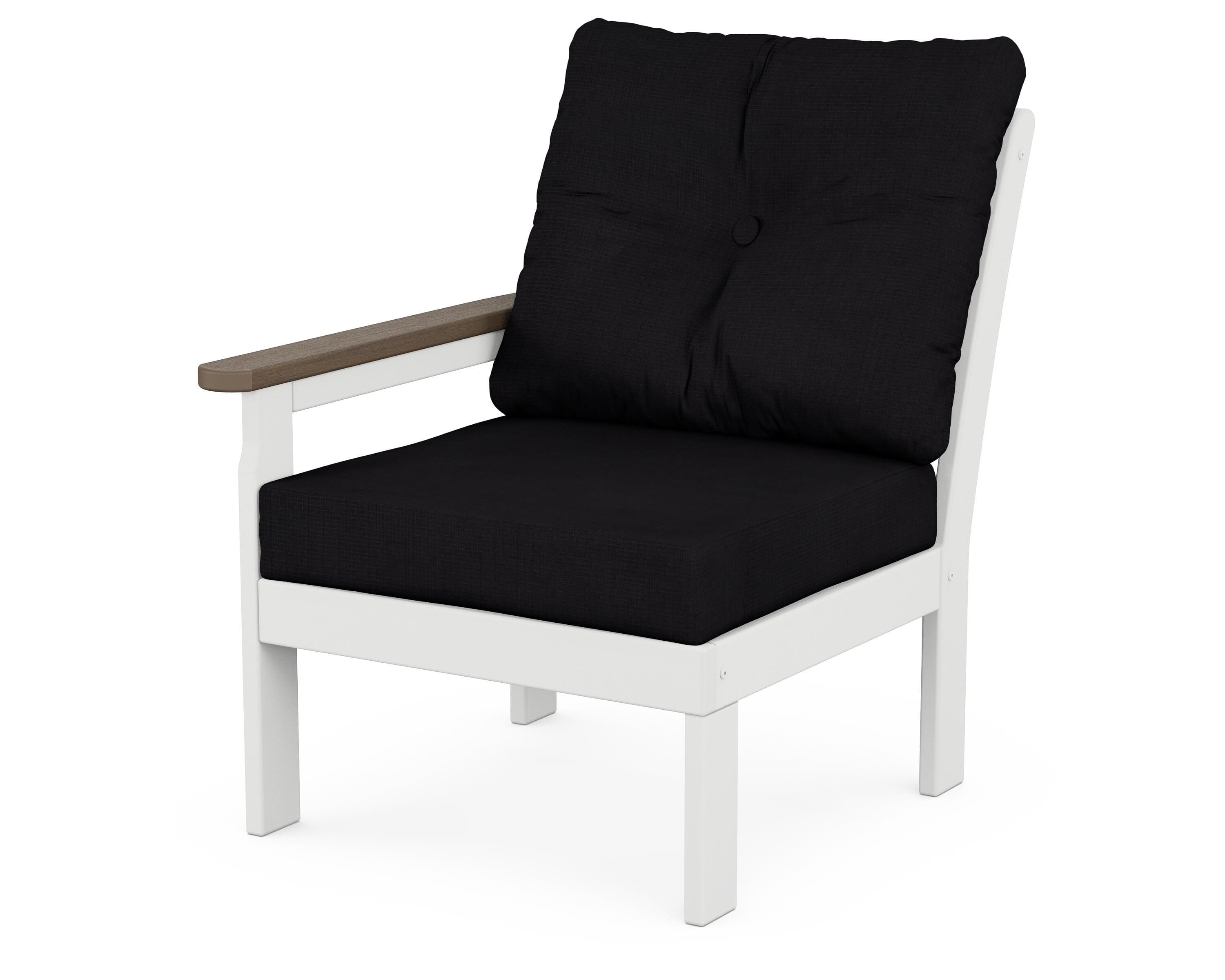 POLYWOOD® Vineyard Modular Left Arm Chair in White / Kona / Midnight Linen
