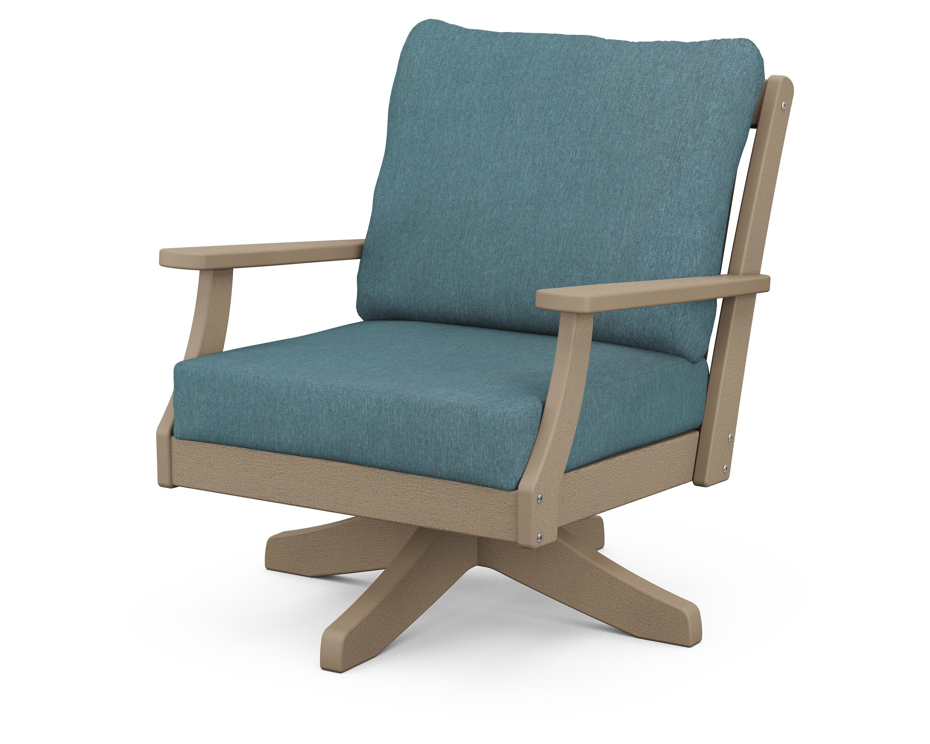 POLYWOOD® Braxton Deep Seating Swivel Chair in Vintage Sahara / Ocean Teal