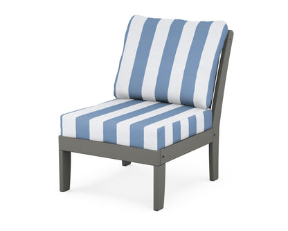 POLYWOOD® Braxton Modular Armless Chair in Slate Grey / Cabana Stripe Sky Blue