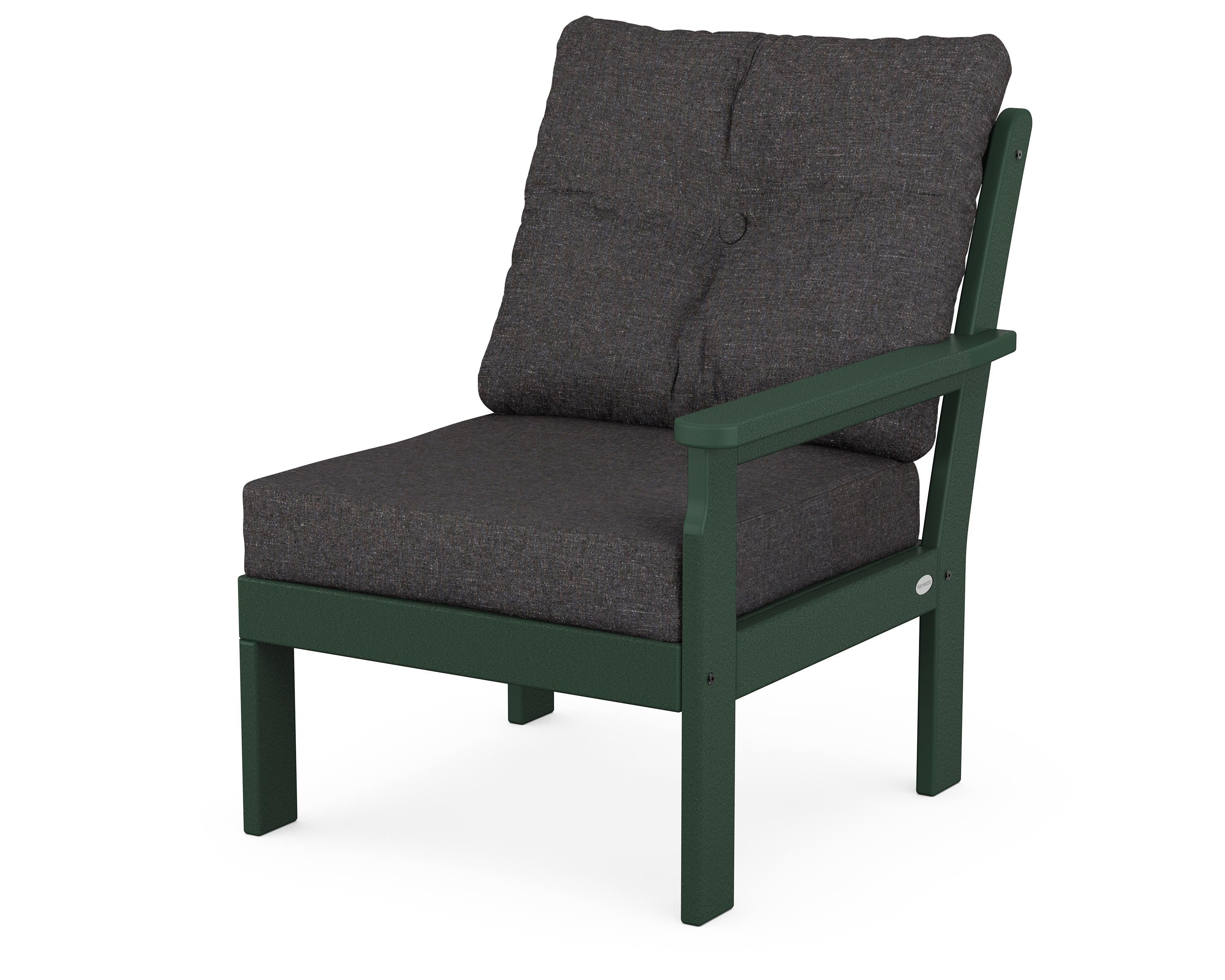 POLYWOOD® Vineyard Modular Right Arm Chair in Green / Ash Charcoal