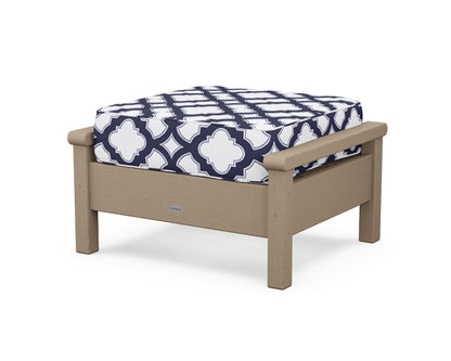 POLYWOOD® Harbour Deep Seating Ottoman in Vintage Sahara / Trellis Navy