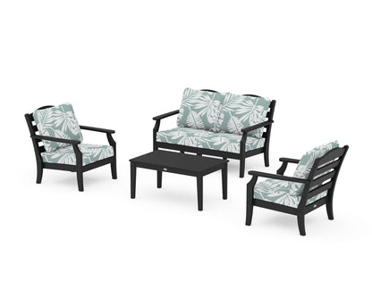 Draper James™ by  POLYWOOD® Savannah 4-Piece Deep Seating Set with Loveseat in Black / Leaf Glacier Spa