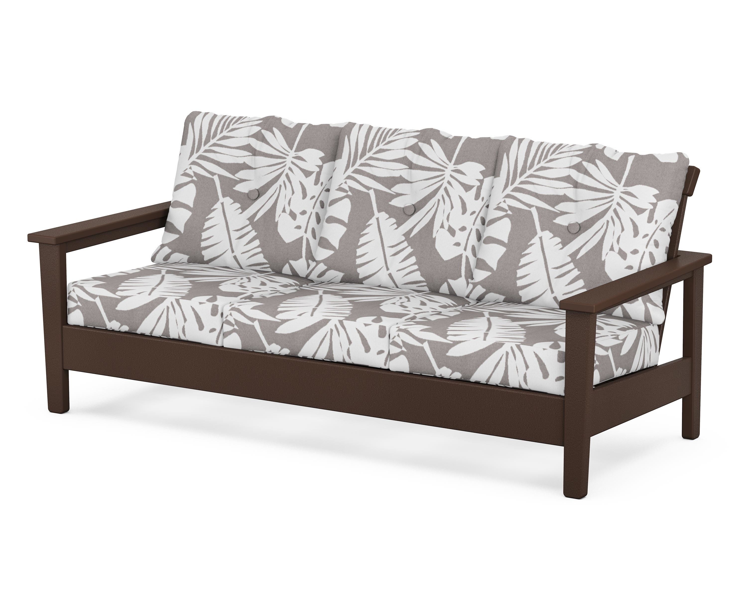 POLYWOOD® Prescott Deep Seating Sofa in Mahogany / Leaf Grey Mist