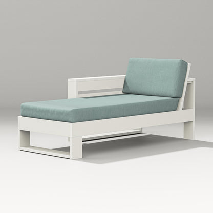PW Designer Series Latitude Modular Left Arm Chaise in Vintage White / Glacier Spa