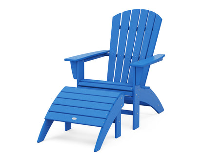 POLYWOOD® Nautical Curveback Adirondack Chair 2-Piece Set with Ottoman in Pacific Blue