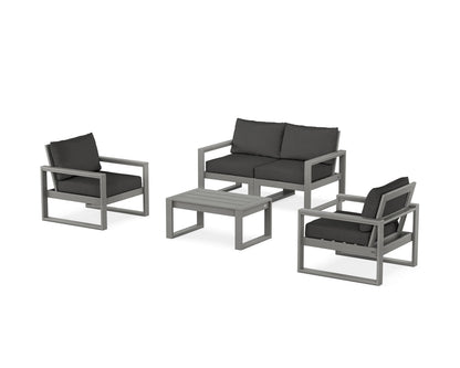 POLYWOOD® EDGE Sectional 4-Piece Deep Seating Set with Loveseat in Slate Grey / Spectrum Carbon