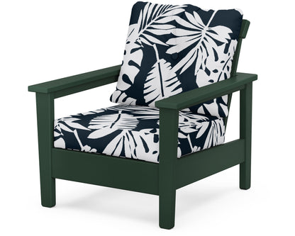 POLYWOOD® Prescott Deep Seating Chair in Green / Leaf Marine Indigo