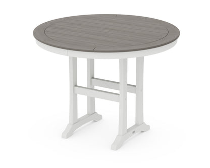 POLYWOOD® Nautical Trestle 48" Round Counter Table in White / Driftwood