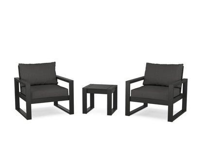 POLYWOOD® EDGE Sectional 3-Piece Deep Seating Set in Black / Spectrum Carbon