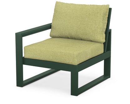 POLYWOOD® EDGE Modular Left Arm Chair in Green / Chartreuse Boucle
