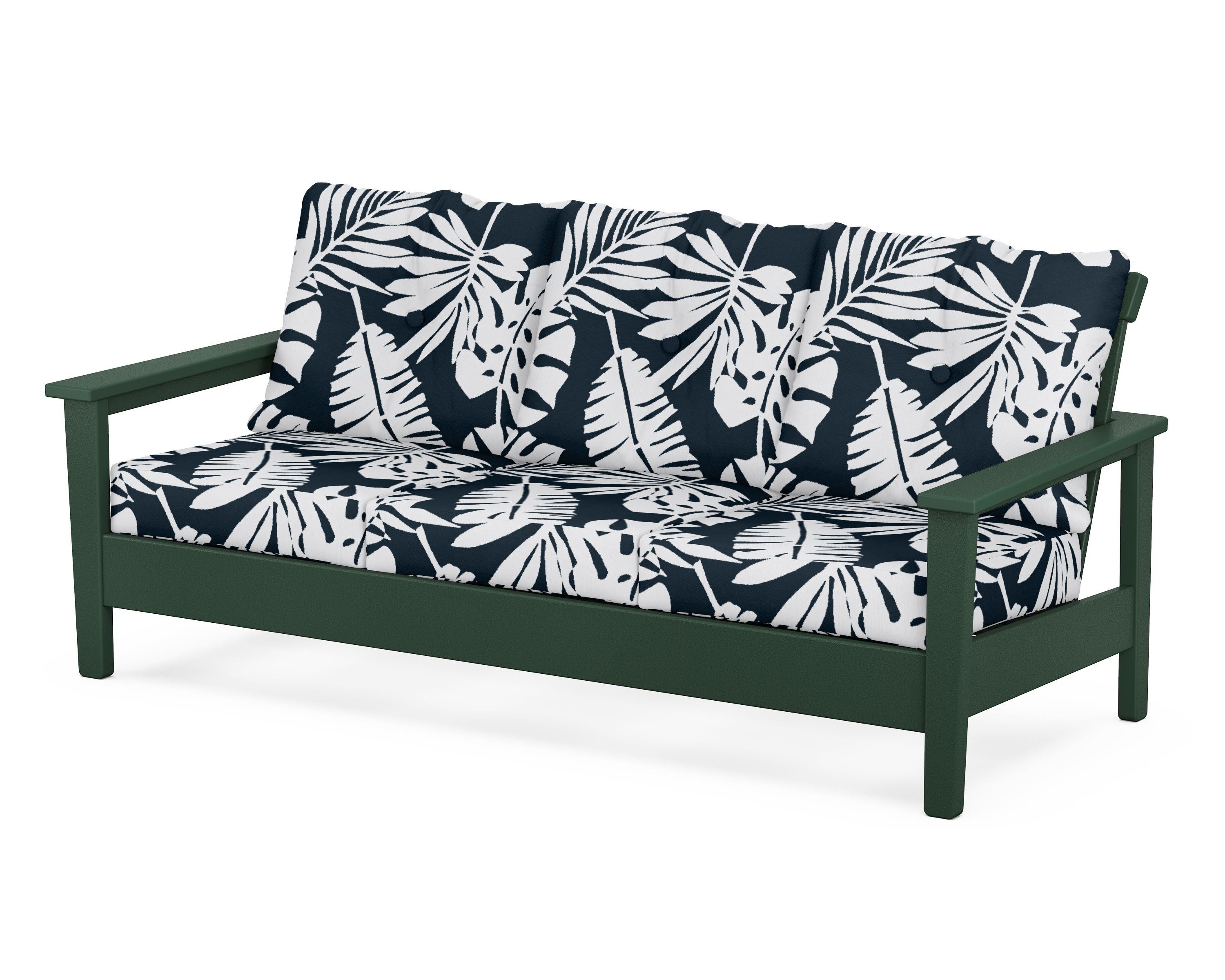 POLYWOOD® Prescott Deep Seating Sofa in Green / Leaf Marine Indigo