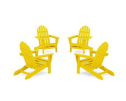POLYWOOD® 4-Piece Classic Adirondack Conversation Set in Lemon