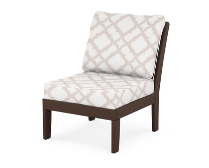 POLYWOOD® Braxton Modular Armless Chair in Mahogany / Trellis Dune Burlap