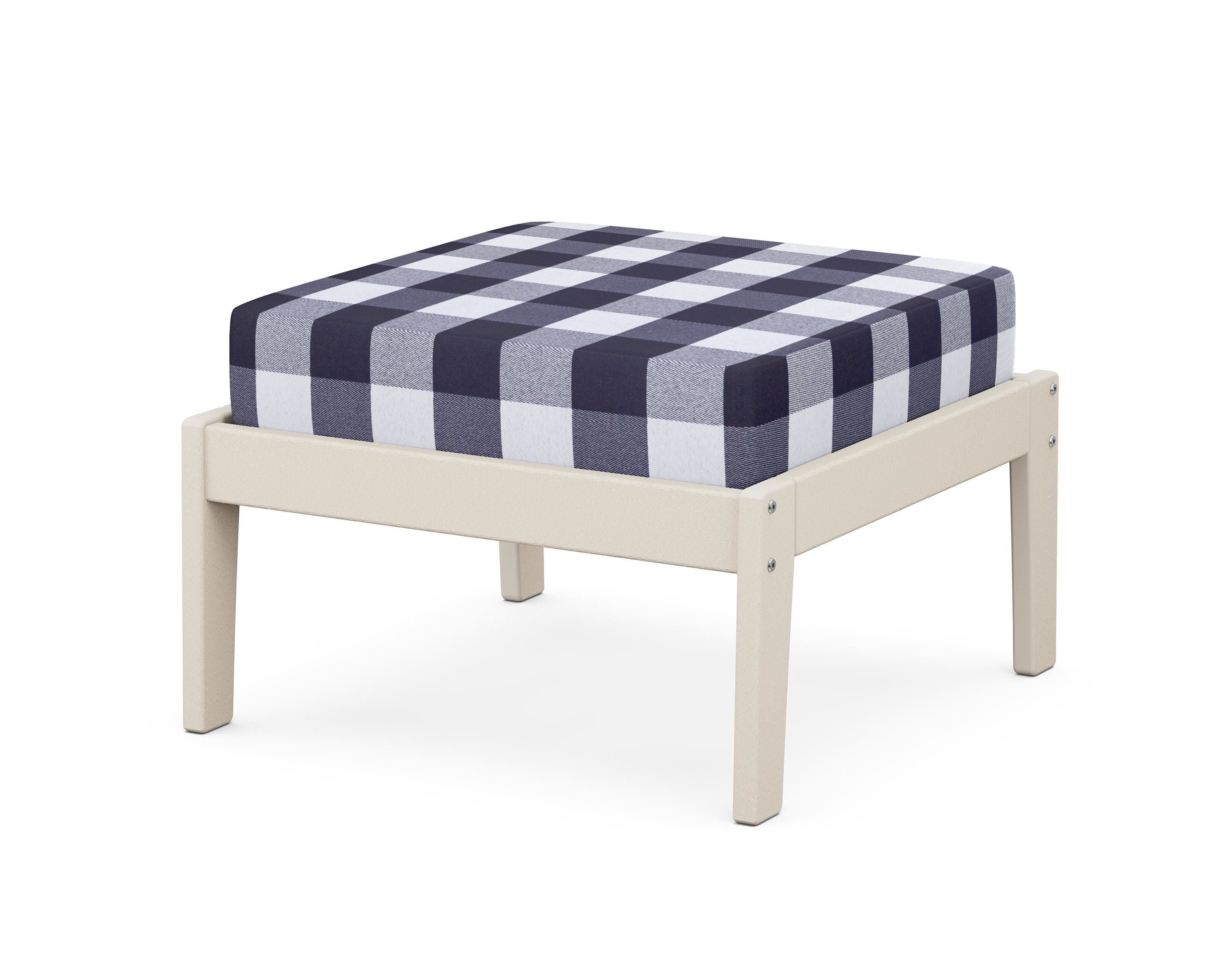 Unbranded Deep Seating Ottoman in Sand / Buffalo Plaid Navy