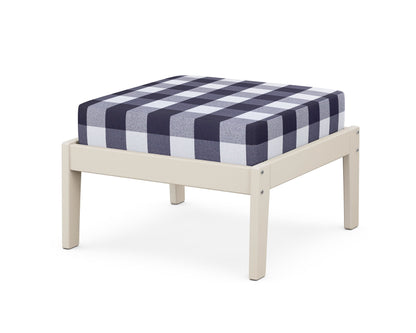 Unbranded Deep Seating Ottoman in Sand / Buffalo Plaid Navy
