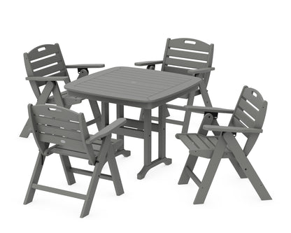 POLYWOOD® Nautical Folding Lowback Chair 5-Piece Dining Set in Slate Grey