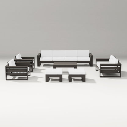 PW Designer Series Latitude 8-Piece Lounge Sofa Set in Vintage Coffee / Natural