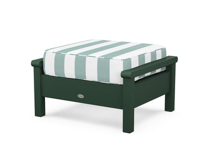 POLYWOOD® Harbour Deep Seating Ottoman in Green / Cabana Stripe Glacier Spa